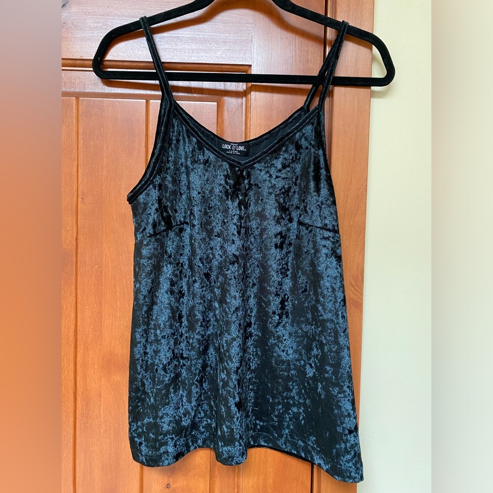 NWOT black velour camisole large by Lock & Love